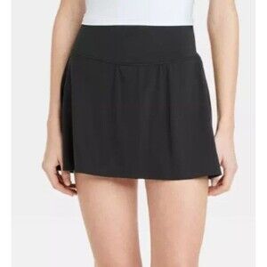 All In Motion Womens Skort Athletic Soft Mid-Rise Black Zip Pocket Stretch